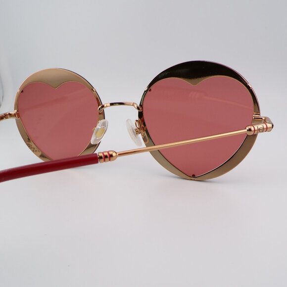 Carolina Herrera Heart Cut Out Shades, Round Rimless Stainless Steel Unique Y2K